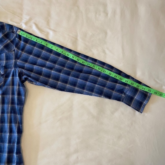 Wrangler-Men's Western Shirt-Blue Plaid-Long Sleeve Button Up-Pearl Snaps-Large‎ - Picture 5 of 10